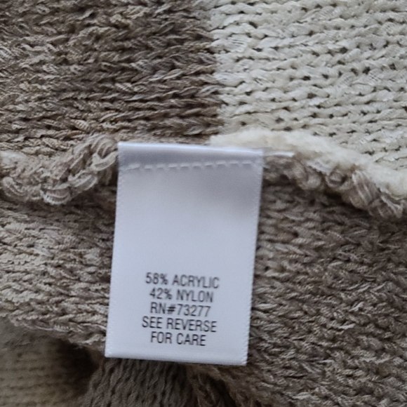 Dana Buchman Creme Tricolor Sweater Size Large Long Sleeve Hi Low - Picture 4 of 5